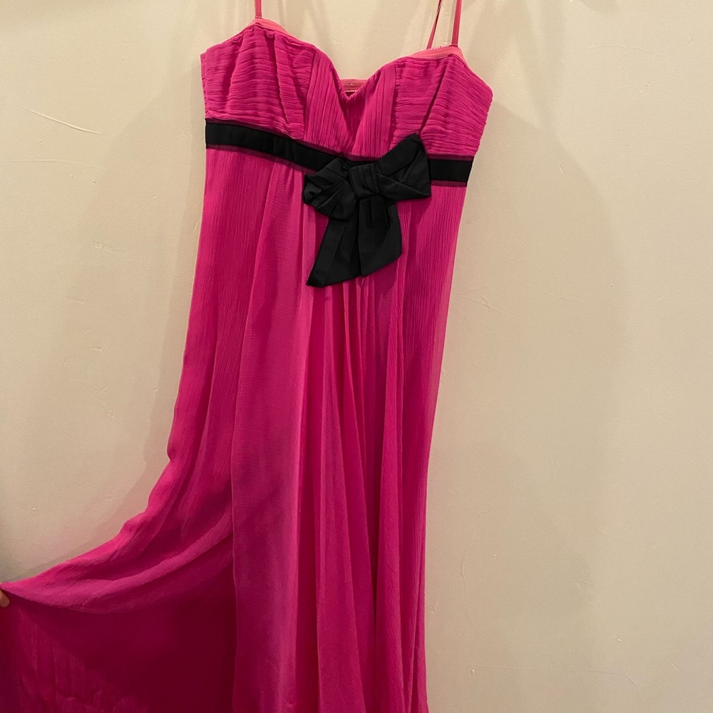 BCBG Maxazria dress. Hot pink, strapless. Flowy skirt, floor length.